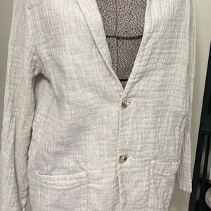 Zara Light Beige Textured Outerwear Linen Blend